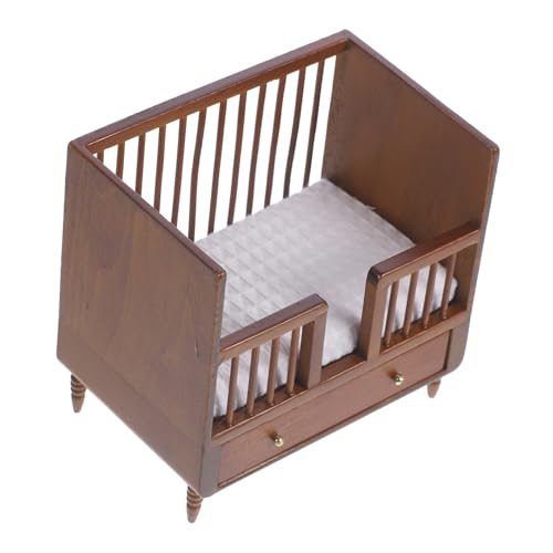 Garneck Mini Bettmöbel für Puppenhaus Klassisches Holzmodell mit Zauberhaftem Design Schlafzimmer Dekoration Kompatibel mit Miniaturpuppen und Zubehör von Garneck
