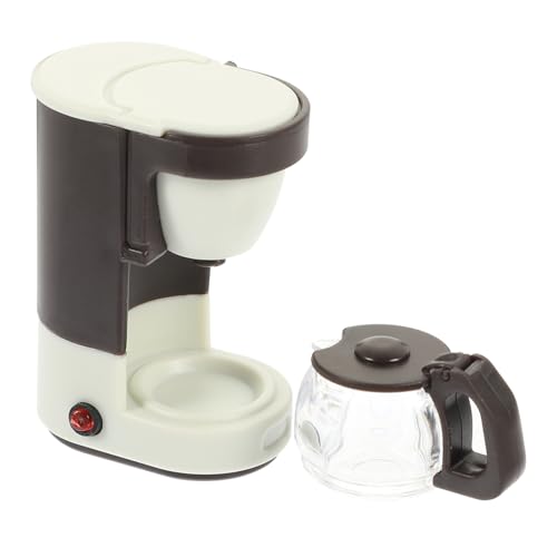 Garneck Mini Kaffeemaschine Kaffeemaschine Miniatur Puppenhaus Kaffeemaschine Spielküchenzubehör Miniatur Puppenhaus Kaffeezubehör Kaffeekanne Für Puppenhaus Beige Kunststoff von Garneck