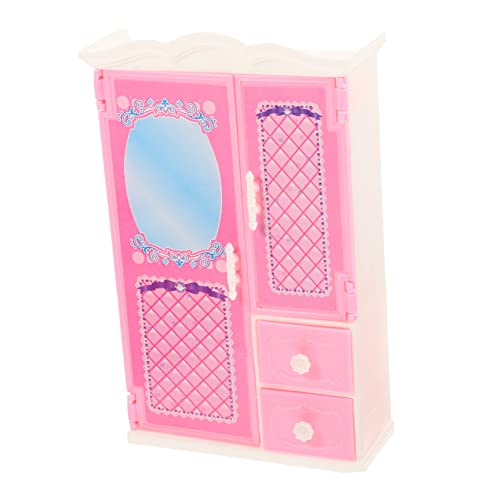Garneck Mini Kleiderschrank Möbel Winzig Miniaturen Schränke Puppe Kleidung Klein Dekoration Miniatur Kleiderschrank Mini-kleiderschrankmodell Plastik Rosa von Garneck
