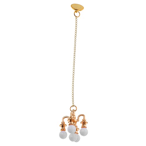 Garneck Mini Kronleuchter Modell Miniatur Deckenlampe Kleines Innenhaus DIY Puppen Miniaturen Mini Lampe Dekoration Niedliche LED Deckenleuchte Anhänger Miniatur Hängeleuchten von Garneck