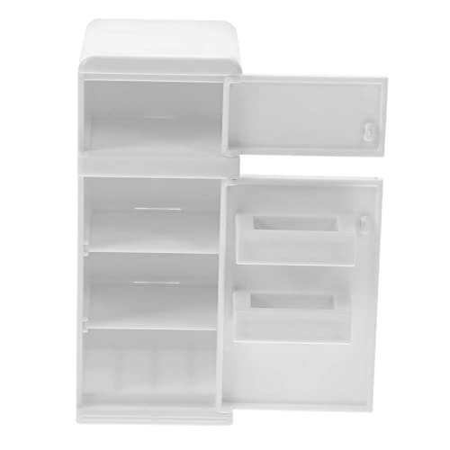 Garneck Mini-Kühlschrank-Modell Puppenhaus Miniaturen Miniaturkühlschrank zum Basteln Puppenhaus-Miniaturen Mini-Kühlschrank-Ornament Miniatur-Dinge Plastik Weiß von Garneck
