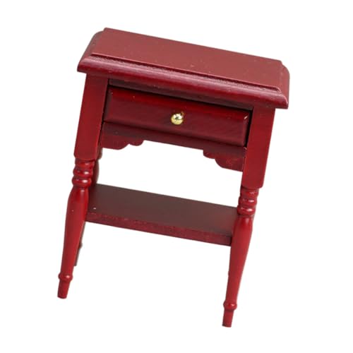Garneck Mini -Nachttisch Miniatur Nachttische Nachttisch Nachttisch klein puppenstubenzubehör mini nachttisch Dollhouse Accessory Mini Möbel Nachttisch Ornament hölzern rot von Garneck