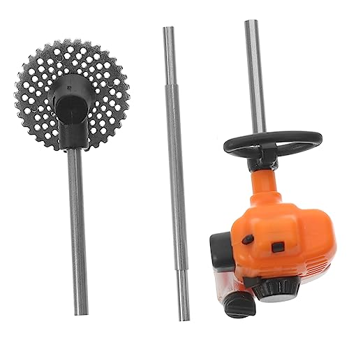 Garneck Mini-Rasenmäher Rasenmäher klein winzig Gras Dekorative Rasenmäher Mikrolandschaft Dekoration Puppenhaus-Miniatur-Rasenmäher-Modell Modell Mini-Mäher PVC Orange von Garneck