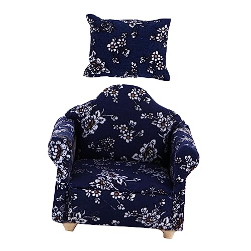Garneck Mini Sofa Figurine Blauer Blumen Mini Sofa für Puppenhaus Hochwertiges Modellmöbel mit Kissen für Schlafzimmer Cafés und Romantische Orte Perfektes Garneck Mini Sofa Figurine Blauer Blumen Mini Sofa für Puppenhaus Hochwertiges Modellmöbel mit Kissen für Schlafzimmer Cafés und Romantische Orte Perfektes von Garneck