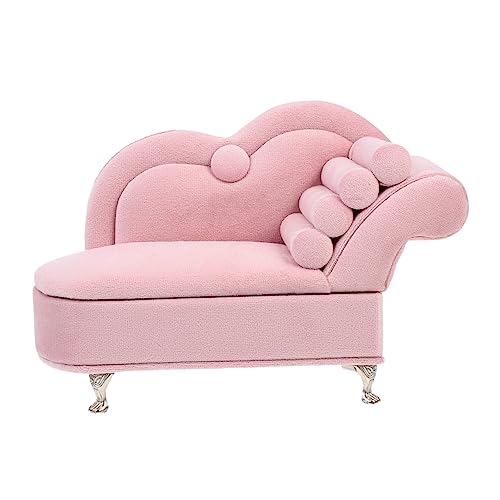 Garneck Mini-Sofa Miniatur-Couch Miniaturen Puppencouch Puppenhausmöbel Puppenstubenmöbel kleine Puppenhaus-Accessoires puppenhaus Wohnzimmer möbel Flanell Rosa von Garneck
