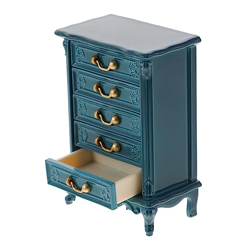 Garneck Mini-brustspielzeug Puppenhausschrank Miniaturen Puppenhaustruhe Buchregal Für Logo Klein Schule Miniatur-kommode Spielzeughaus Mini-hausmöbelzubehör Ding Blue Plastik von Garneck