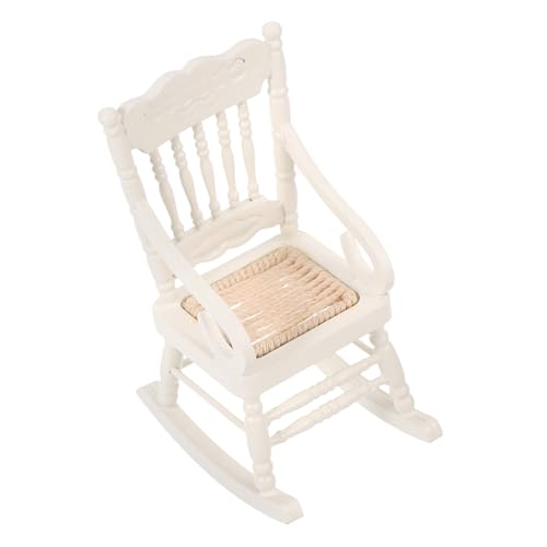 Garneck Mini-möbel Miniatur Kolonial Dekorativ Schaukelstuhl Für Sitz Schaukelstuhl Puppenhaus Klein Kind Winzig Rustikal Mini Schaukelstuhl Musterstuhl Bambus Weiß von Garneck