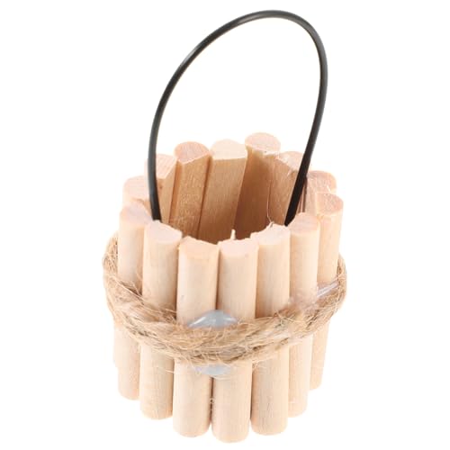 Garneck Mini -simulierter Holzwassereimer Puppenhaus für realistisch Möbel Miniatur-Holzfass Miniaturhaus Accessoire Kinderspielzeug Miniatur-Gartenzubehör Eisen von Garneck