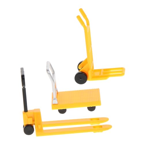 Garneck Miniatur Handwagen mit Gabelstapler und Plattformwagen Realistisches Lernspielzeug mit Glatten Kanten Leicht und Sicher Fördert Kreativität und Motorische Fähigkeiten von Garneck