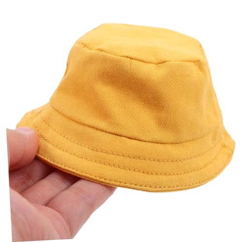 Garneck Miniatur Puppenhut Baumwolle Fischerhut für Kuscheltiere Leichter Dekorativer Wiederverwendbarer Plüschhut für Puppenkleidung Vielseitiges Langlebiges Accessoire in Gelb von Garneck