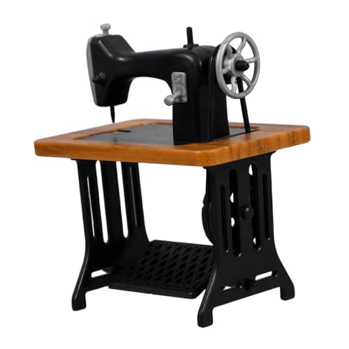 Garneck Miniaturnähmaschine Miniatur-nähpuppe Miniatur-puppenhauszubehör Puppenhaus Wohnzimmer Möbel Miniaturnähen Küchenzubehör Für Puppenstuben Vintage Puppenhausmöbel Abs Black von Garneck