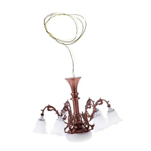 Garneck Modell Kronleuchter Decke Puppe Lampe Land Living Room Decoration wohnzimmerdeko White Light Spannung Mini-Miniatur-Schlafzimmerartikel Miniatur-Kronleuchtermodell Metall von Garneck