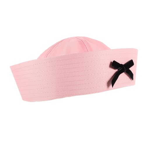 Garneck Niedliche Matrosenmütze mit Schleife Atmungsaktives Stoffmaterial Verstellbar für Damen Herren Modisches Cosplay Kostüm Zubehör für Partys und Bootsfahrten Rosa von Garneck
