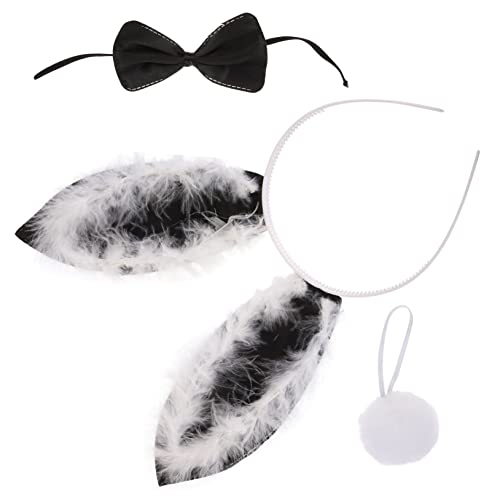 Garneck Niedliches Bunny Ohren Haarband Set mit Plüsch Hasenohren und Schleife Party Favor Accessoire für Ostern Karneval Cosplay und Mädchen Kostüm Zubehör von Garneck