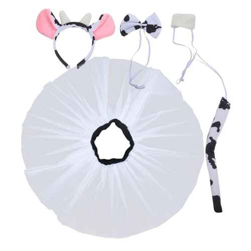 Garneck Niedriges Gewicht Kuh Kostüm mit Stirnband Rock Fliege Nase und Bequemes Tierkostüm Zubehör für Halloween Karneval Geburtstagsfeier und Cosplay partys von Garneck
