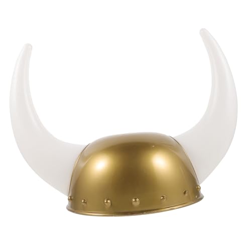Garneck Ox Horn Hat mit Hörnern Leichter Kunststoff Robustes Kostüm zubehör für Halloween Karneval Cosplay und Partydekoration Vielseitiger Rollenspielhut für Erwachsene von Garneck
