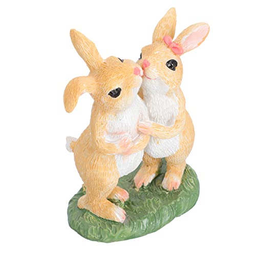 Garneck Paar Hasenschmuck Kleine Hasenfigur Kaninchen- Einzigartige Hasenverzierung Kreative Kaninchenhofverzierung Gartentierschmuck in Tierform Exquisites Tierdekor Harz von Garneck