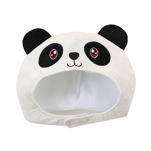 Garneck Panda-Kopfbedeckung Panda-Eimerhut Plüsch Clownhut Zauberer-Stirnband verrückte Hüte tiermütze tierkostüme kapuzenpullover tragegurte Cartoon-Kopfbedeckung Partyhut- Weiß von Garneck