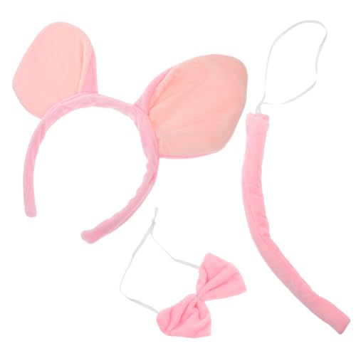 Garneck Pig Kostüm Set mit Süßem Haarreif Schweineschwanz und Fliege Weiches Plüsch Accessoire für Halloween Karneval Geburtstagsfeiern und Rollenspiele Unisex Tierkostüm Zubehör von Garneck