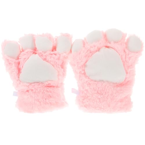 Garneck Plüsch Cosplay Katzenklaue Handschuhe für Warme und Weiche Katzenpfoten Fäustlinge Niedliche Kuschelige Winterhandschuhe für Mädchen und Outdoor einsatz Robust und Hautfreundlich von Garneck