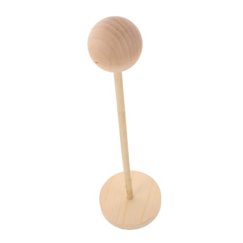 Garneck Puppen-Perückenständer Hut Aufbewahrung Gestell Kopfbedeckung Träger Sitz Kind kurzer Perückenständer Puppen Perückenständer Puppenkopfhalter Hutvitrine Hutspanner Holz Beige von Garneck