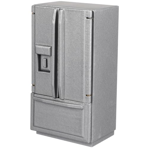 Garneck Puppenhaus Dekoration Kindermöbel Mini Kühlschrank Miniatur Kühlschrank Modell Miniatur Puppenhaus Kühlschrank Zubehör Kühlschrank Puppenhaus Küchenmöbel Holz Silber von Garneck