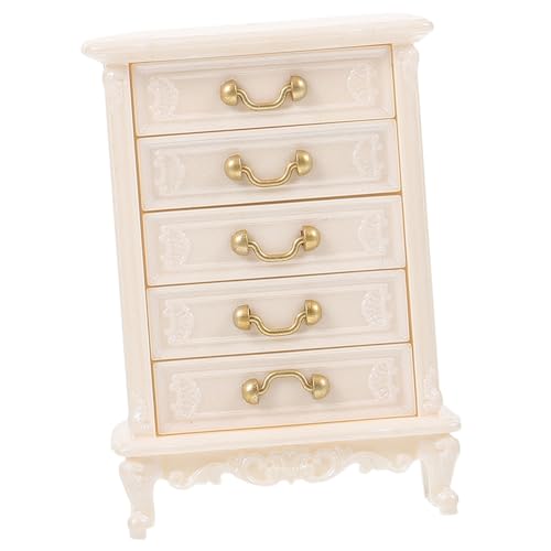 Garneck Puppenhaus Kommode Miniatur Schrank Modell Puppenhäuser Für Mädchen Mini Schrankmodell Wohnzimmer Winziger Schrank Puppenhaus Zubehör Spielzeughaus Weißer von Garneck