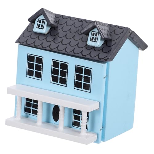 Garneck Puppenhaus Miniatur Kleines Tür Gebäude Winzig Figuren Häuser Kabine Mini- Entzückendes Minihaus Szenenlayout-schmuck Musterhaus Blue Holz von Garneck