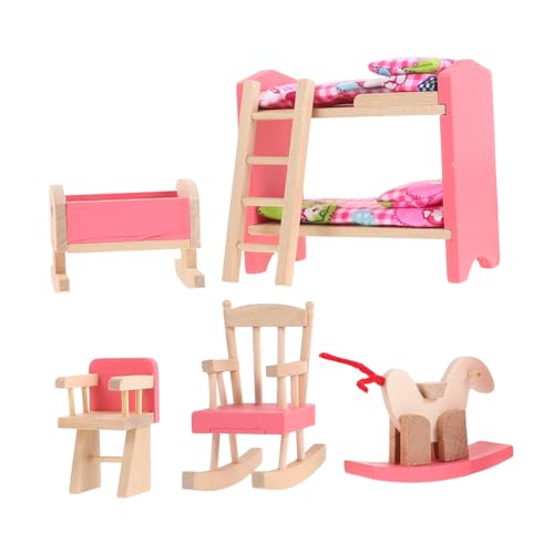 Garneck Puppenhaus Möbel Set Holz Etagenbett Für Schlafzimmer Robustes Puppenhaus Zubehör Handwerkskunst Und Zeitloses Design Für Kleine Puppen von Garneck