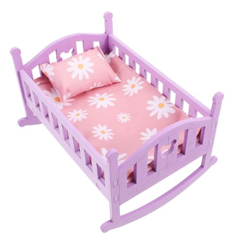 Garneck Puppenhausbett Puppenstubenmöbel Maßstab 1 12 Miniatur-puppenhauszubehör Puppenhaus-miniaturen Mini-hausbett Mini-puppenhauszubehör Mini -krippe Puppenwiege Hölzern von Garneck