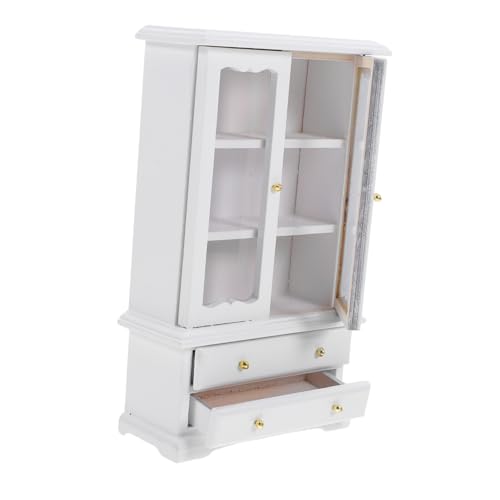 Garneck Puppenhausmöbel Puppenhaus Bücherregal Schränke Möbel Modell Bücherregal Miniatur Bücherregal Mini Bücherregal Modell Vitrine Küche Miniaturen Holz Weiß von Garneck