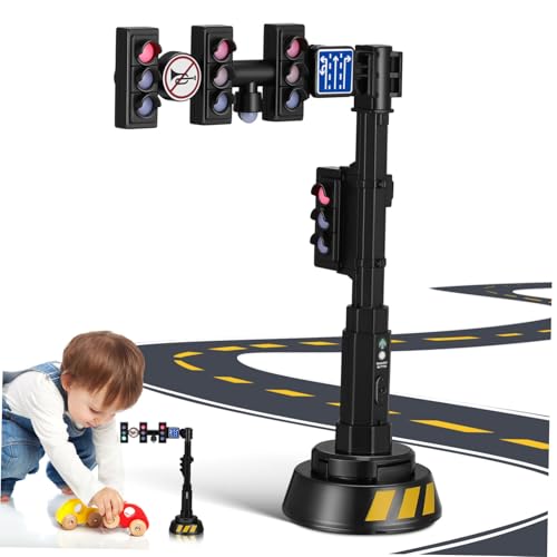 Garneck Realistische Verkehrsampel mit Licht Soundeffekten Verkehrsampel Modell für Lernspiel Pädagogisches Ampelspielzeug für Rollenspiele und Wohnzimmerschmuck von Garneck
