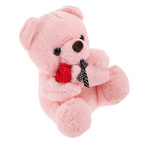 Garneck Rosenbärenpuppe Weicher Stoffbär Ausgestopftes Bärenspielzeug Ausgestopfte Bärenpuppe Dekorative Bärenpuppe Bär Plüschpuppe Lebendige Bärenpuppe Kuscheltier Pp Baumwolle Rosa von Garneck