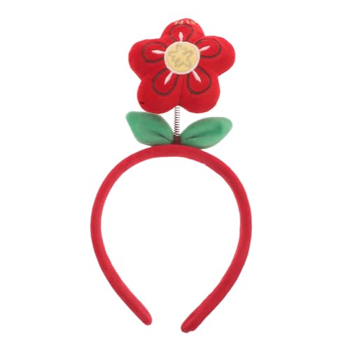 Garneck Rotes Blumenstirnband mit Flexiblem Federmechanismus Niedlicher Haarschmuck für Mädchen Kreatives Haarband mit Kleinem Blütenmotiv Modisches Accessoire für Alltag und von Garneck