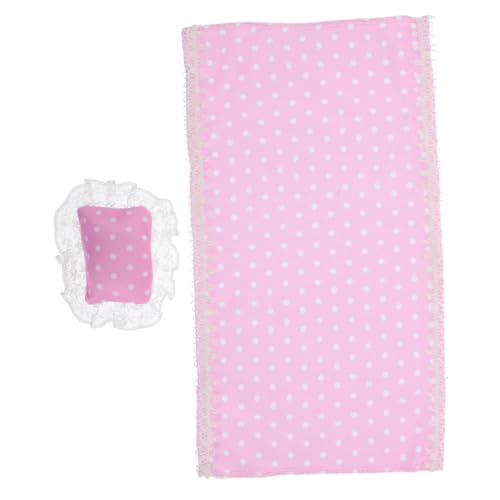 Garneck Satz für Puppenbettwäsche Puppenhausbett Babypuppendecken Minature Dinge Puppenhauszubehör Kindergartendekor Puppenhausmöbel Babypuppenkissen Stoff Rosa von Garneck