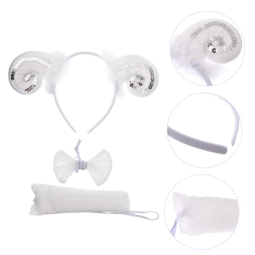 Garneck Schafohren Haarreif Set mit Schleife und Plüschschwanz Niedliches Tierkostüm Zubehör für Erwachsene für Cosplay Fasching Halloween und Mottopartys Garneck Schafohren Haarreif Set mit Schleife und Plüschschwanz Niedliches Tierkostüm Zubehör für Erwachsene für Cosplay Fasching Halloween und Mottopartys von Garneck