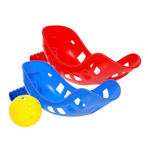 Garneck Scoop Ball Spielset Teiliges Und Fangspiel Für Drinnen Und Draußen Fördert Die Hand Augen Koordination Mit Blauen Und Roten Griffen Und Gelben Ball von Garneck