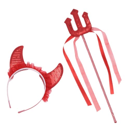 Garneck Sequin Teufelshorn Stirnband Set mit Zauberstab Lustige Kostüm Requisiten für Halloween Feiern Haaraccessoires für Mädchen und Kreative Fotoideen Garneck Sequin Teufelshorn Stirnband Set mit Zauberstab Lustige Kostüm Requisiten für Halloween Feiern Haaraccessoires für Mädchen und Kreative Fotoideen von Garneck