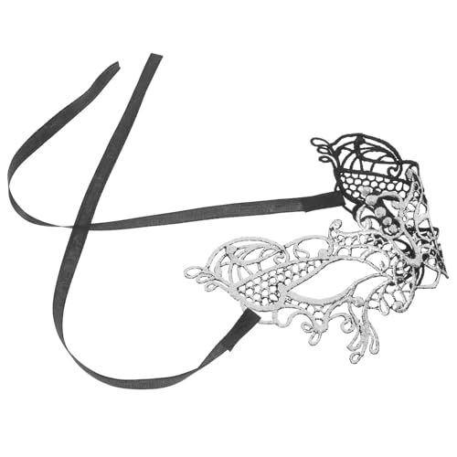 Garneck Silberne Spitzen masquerade Halbmaske Damen Schmetterlings design Feine Augenmaske für Karneval Halloween Party Valentinstag Kostüm Komfortabel und von Garneck
