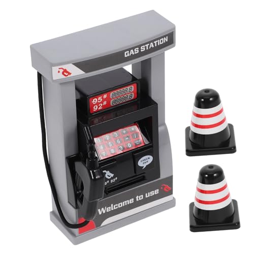Garneck Simulations Tankpunkt mit Straßensperren Interaktives DIY Gasstation Modell Realistisches für Fantasievolles Rollenspiel und Pädagogische Unterhaltung von Garneck