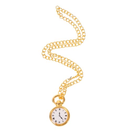Garneck Simulationstaschenuhr Puppenhaus-Taschenuhr Miniatur Antiquität Puppenuhr Stilvoll kleines Hauszubehör kleine Taschenuhr für Puppe Taschenuhrmodell Legierung Golden von Garneck