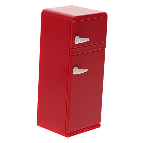 Garneck Simulierter Kühlschrank Küchenminiaturen Miniaturmöbel Miniaturen zum Basteln Mini-Ornamente zum Basteln Mini-Hauskühlschrank Miniatur-Dinge Plastik rot von Garneck