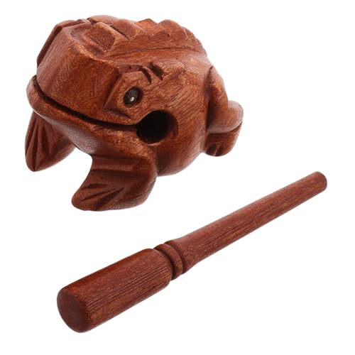Garneck Sound Toys Percussion Frog Lustige Musikinstrumente Frog Things Frosch Musikinstrument Kleine Schlaginstrumente Musik Rhythmus Block Frosch Sound Maker Hellbraun Holz von Garneck