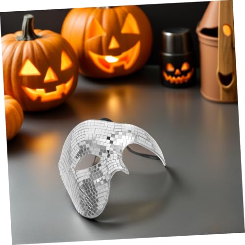 Garneck Spiegelmaske Für Maskenballpartys Disco-glitzermaske Gesichtsbedeckung Für Halloween Festival-maske Aus Robustem Material Teilmaske Für Cosplay Und Kostümpartys von Garneck