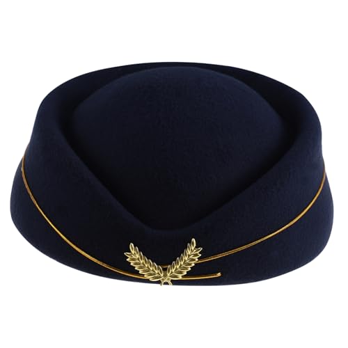 Garneck Stewardess Hut Für Damen Elegante Flugbegleiter Mütze Kostümzubehör Für Cosplay Und Bühnenaufführungen Für Blau von Garneck