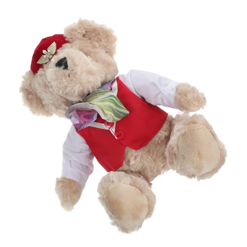 Garneck Stewardess Plüschbär Süße Pilotenpuppe Plüschbär Plüschbär Stofftier Stofftier Für Piloten Flugbegleiter Bärenpuppe Pilotenzubehör Pilotenzubehör Kleiner Bär Roter von Garneck