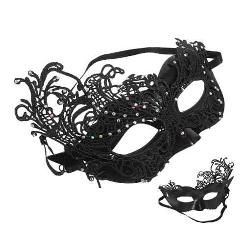 Garneck Stilvolle Damen Halbgesichts-maske aus Schwarzer Spitzen-spitze mit Elastischem Band Verstellbar Komfortabel für Halloween Karneval Maskenball und Vintage-punk-partys Garneck Stilvolle Damen Halbgesichts-maske aus Schwarzer Spitzen-spitze mit Elastischem Band Verstellbar Komfortabel für Halloween Karneval Maskenball und Vintage-punk-partys von Garneck