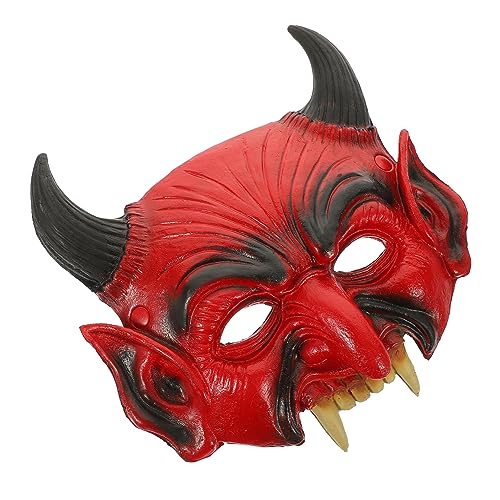 Garneck Teufelsmaske Halbmaske mit Hörnern Gruselige Halloween Maske für Kostümpartys und Karneval Robust und Einfach zu Tragen für Schaurige Anlässe von Garneck