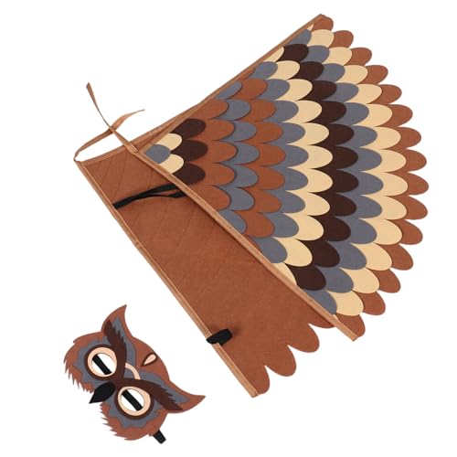 Garneck Tierkostüm Eulenflügel und Maske aus Weichem Filz Realistische Vogelflügel für Rollenspiele und Halloween Atmungsaktiv Leicht Waschbar Fördert Spielerisches Lernen und Soziale von Garneck
