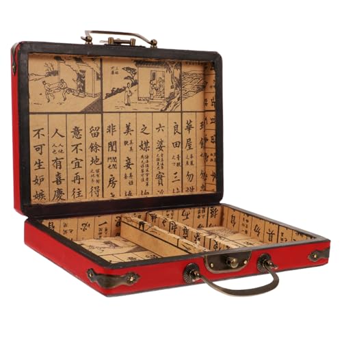 Garneck Tragbare Mahjong Aufbewahrungsbox Holz mit Griff Klappdeckel Multifunktionale Geschenkbox Leicht und Sicher für Traditionelle Mahjong Spielsteine von Garneck